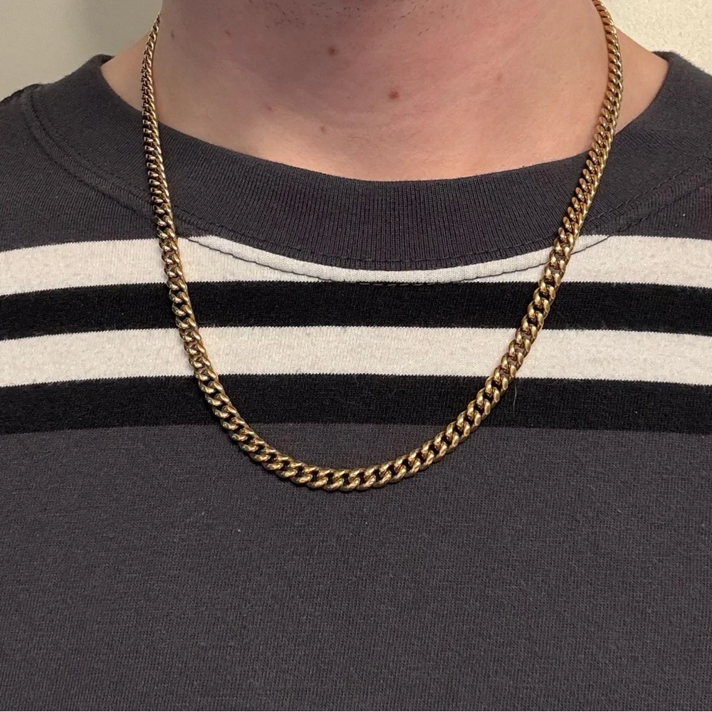 Gld 5mm Cuban Link Chain, Size 20”